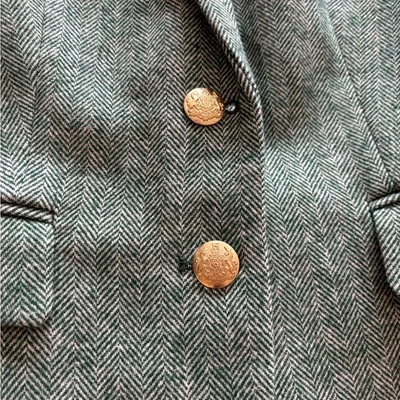 NWT J. Crew Herringbone Wool Blend Schoolboy Blazer Green Size 4P | Petite - Picture 4 of 9